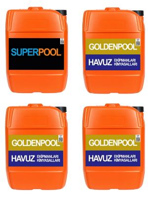 Goldenpool&Superpool 4'lü Paket 25 KG ( Sıvı Klor/Parlatıcı/Çöktürücü/Yosun Önleyici)