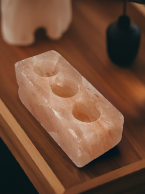 Düz Doğal Himalaya Tuzu Üçlü Mumluk