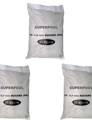 Superpool Havuz Filtre Temizleyici Kuvars Kumu 25 KG 3'lü Paket (3,0-5,0 / 1,0-3,0 / 0,5-1,2)